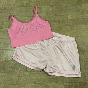 2 Piece Juicy Couture Shorts and Crop Top Tank Pink Size XL
